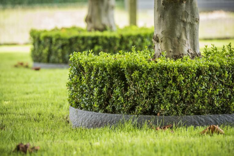 kunststof afboording in de tuin