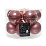 Kerstballen glas Ø 6 cm - velours roze (10 stuks)