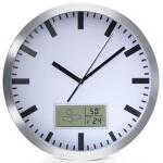 Wandklok aluminium met thermometer en hygrometer