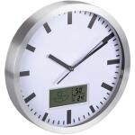 Wandklok aluminium met thermometer en hygrometer