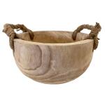 Bowl in hout met jute handgrepen - Ø 30 x 14 cm