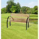 Houten tuinbank met metalen frame