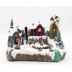 Verlicht kerstdorp met molen - 37 x 25 x 30,5 cm