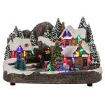 Kerstdorp met trein led - 31 x 19,5 x 18,5 cm