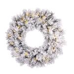 Dinsmore kerstkrans groen frosted met led verlichting - Ø 60cm