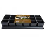 Tray met 18 vierkante potten 9 cm