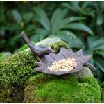 Vogelbad gietijzer / vogel op blad